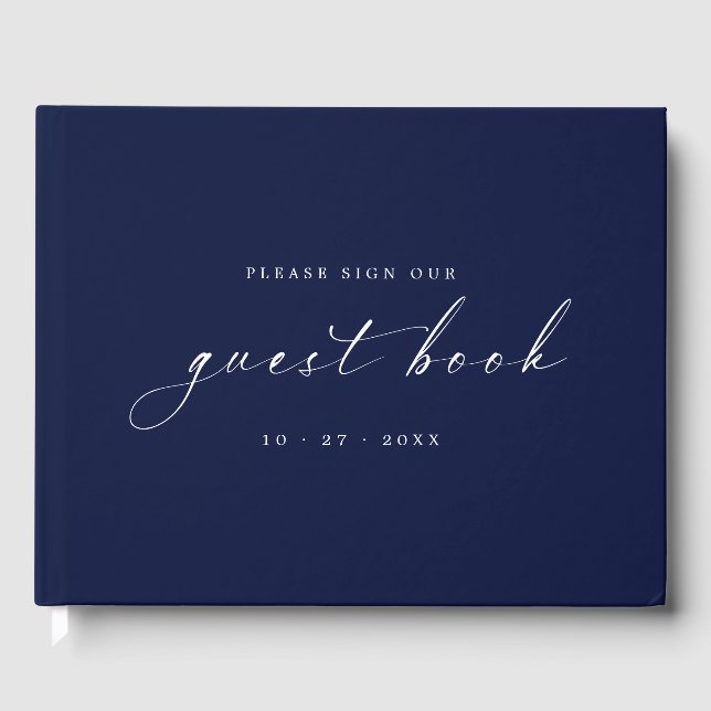 Midnight Blue Minimalistisch Guestbook für Hochzei Gästebuch (Vorderseite)