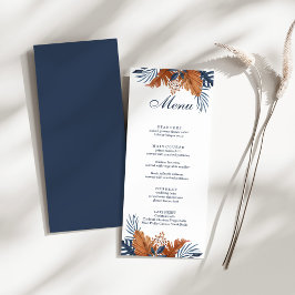 Midnight Blue Monstera Menu Card Menükarte