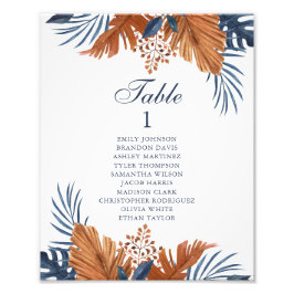 Midnight Blue Monstera Seating Chart Fotodruck