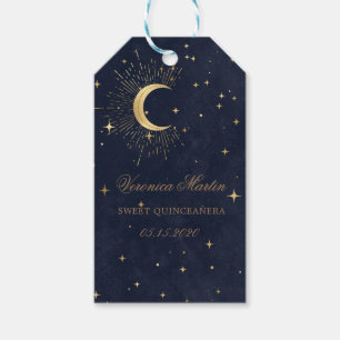 Midnight Blue Moon Stars Quinceanera Geschenkanhänger