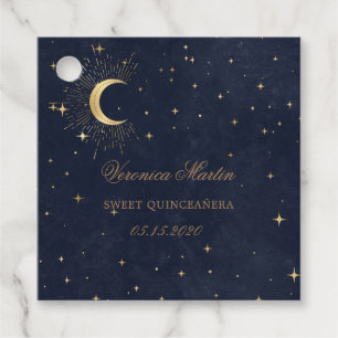 Midnight Blue Moon Stars Quinceanera Geschenkanhänger