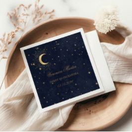Midnight Blue Moon Stars Quinceanera Serviette