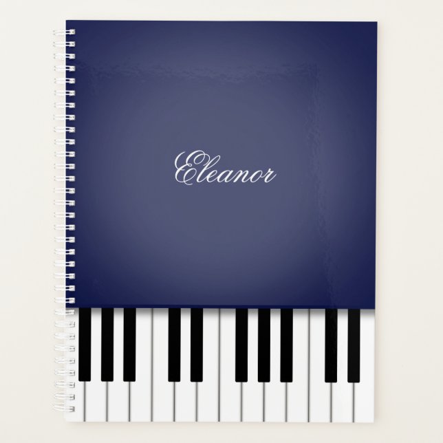 Midnight Blue Piano Music Keyboard CustomIzed Planer (Vorderseite)