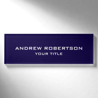 Midnight Blue Plain Elegant Minimalist Simple Namenschild
