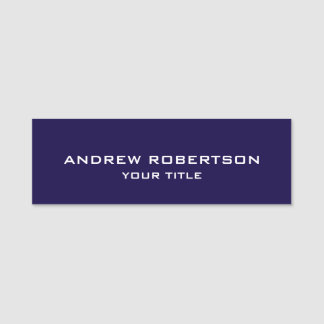 Midnight Blue Plain Elegant Minimalist Simple Namensschild