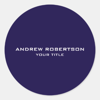 Midnight Blue Plain Elegant Minimalist Simple Runder Aufkleber