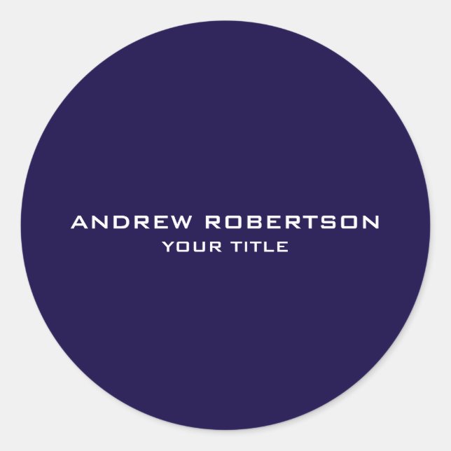 Midnight Blue Plain Elegant Minimalist Simple Runder Aufkleber (Vorderseite)