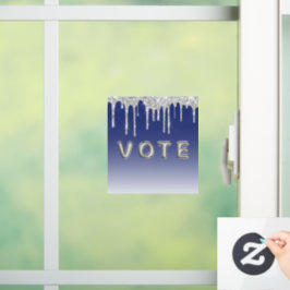 Midnight Blue Silver Glitter Drip Graphic Vote Fensteraufkleber