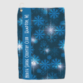 Midnight Blue Snowflake Muster Custom Golfhandtuch