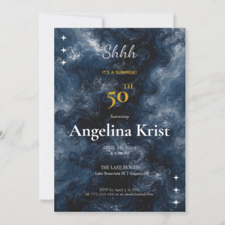 Midnight Blue Surprise Milestone Birthday Einladung