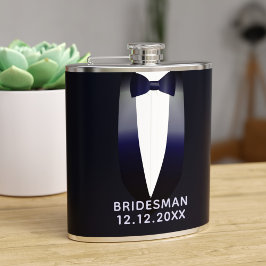 Midnight Blue Tuxedo Bridesman Wedding Flask Flachmann