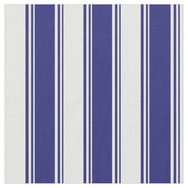 Midnight Blue und Minze Cream Lines Stoff (Nahaufnahme)