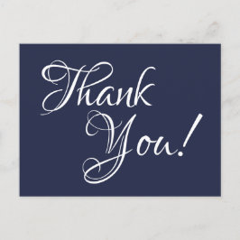 Midnight Blue und White Calligraphy Vielen Dank Postkarte