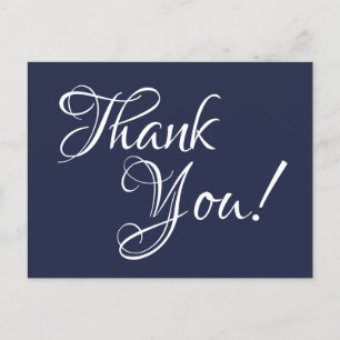 Midnight Blue und White Calligraphy Vielen Dank Postkarte