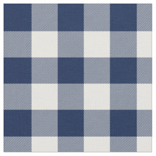 Midnight Blue und White Gingham Kariert Stoff