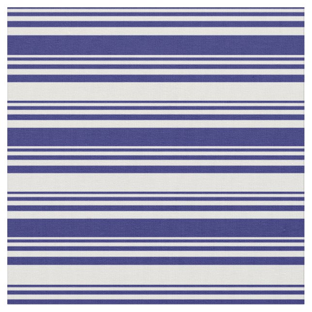 Midnight Blue & White Streifen Stoff (Nahaufnahme)
