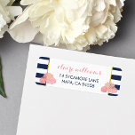 Midnight Blush Peony Rücksendeadressen-Aufklebers<br><div class="desc">Diese Rücksendeadressen-Aufkleber verfügen über einen fett angelegten Marinestreifen-Hintergrund,  eine goldene Imitat-Grenze und eine Gruppe von Fußbädern in hübschen Blütentönen. Koordiniert mit unseren Navy Stripe & Blush Peony Einladungssuiten,  Büroartikeln,  Zuhause-Artikeln und Zubehör. HINWEIS: Folie ist ein digitales Bild,  nicht echte Goldfolie.</div>