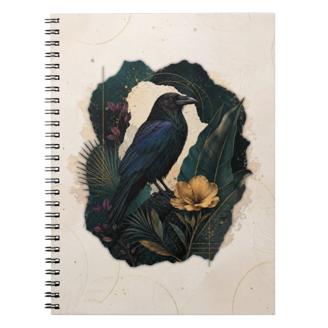 Midnight Botanical Raven Notizblock (Vorderseite)