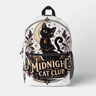 Midnight Cat Club Niedliche schwarze Katze Hallowe Bedruckter Rucksack