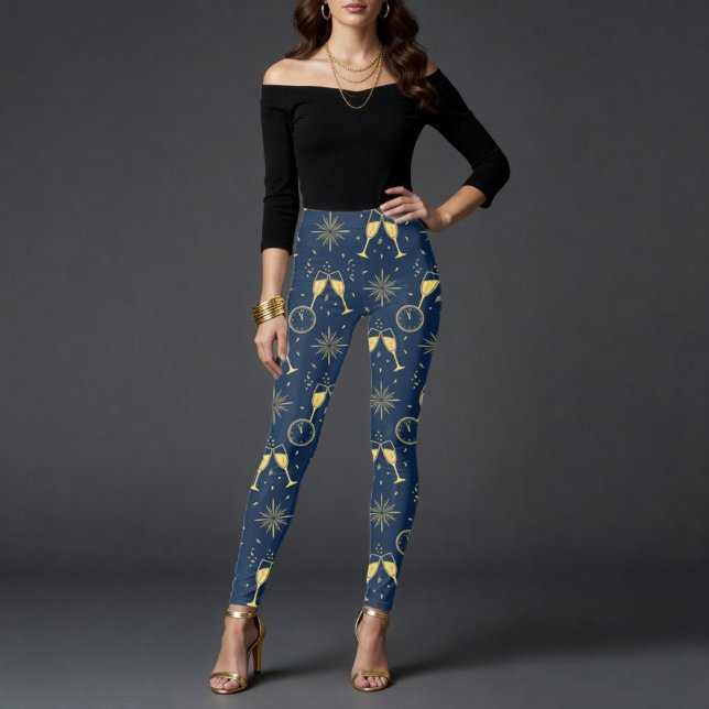 Midnight Champagne Toast New Year's Eve Leggings (Von Creator hochgeladen)