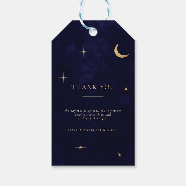 Midnight Classic Gold Moon Stars Wedding Vielen Da Geschenkanhänger (Vorderseite)
