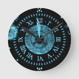 Midnight Clock Light Blue Runde Wanduhr