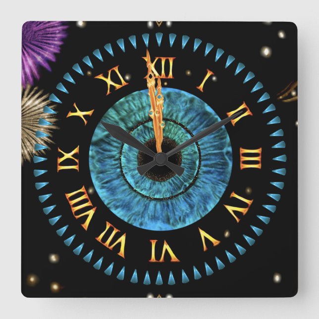Midnight Clock Quadratische Wanduhr (Vorderseite)