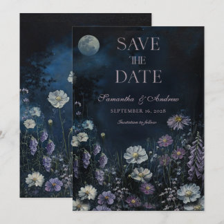 Midnight Cosmos Dunkle Florale Hochzeit Save The D Einladung
