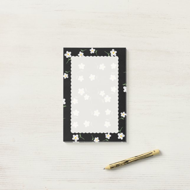Midnight Daisy Florale Haftnotizen | Cute Botanica Post-it Klebezettel (Auf Schreibtisch)