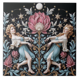 Midnight Dance Around the Pink Lotus Fliese