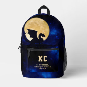 Midnight-Drache Minimalistische Anfangsbuchstaben  Bedruckter Rucksack