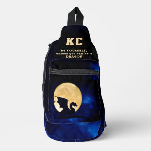 Midnight-Drache Minimalistische Anfangsbuchstaben  Crossbody Bag