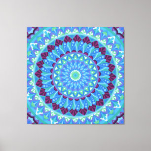 Midnight Dreams Mandala Blau Boho  Leinwanddruck