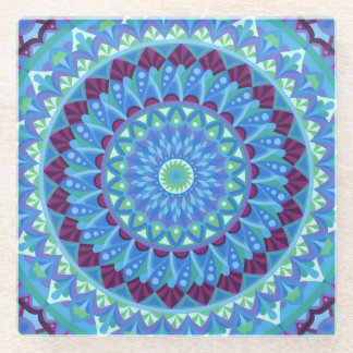Midnight Dreams Mandala Blau Boho Trinkglas  Glasuntersetzer