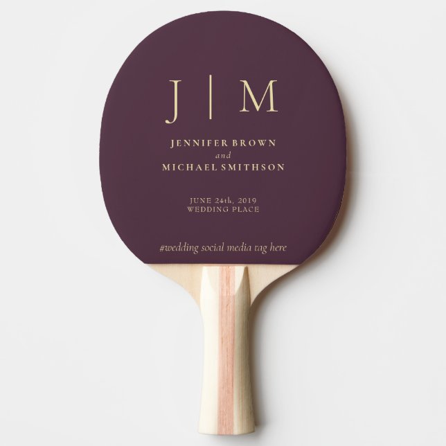 Midnight Fig Champagne Formal Simple Fun Wedding Tischtennis Schläger (Vorderseite)