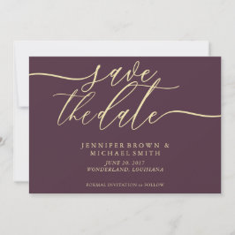 Midnight Fig & Champagne Wedding Save Date Photo Save The Date