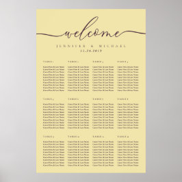 Midnight Fig & Champagne Welcome Wedding Seating Poster