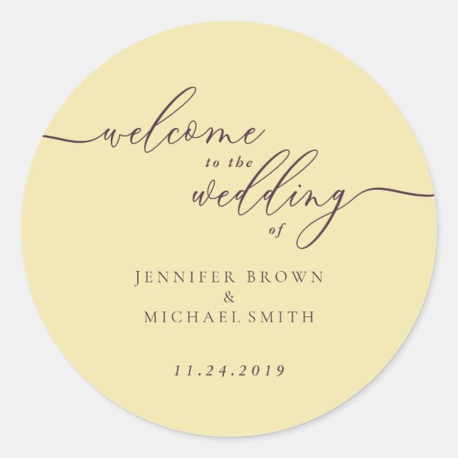 Midnight Fig Signature Welcome to Wedding Runder Aufkleber (Vorderseite)