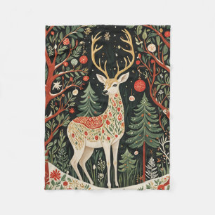 Midnight Forest Christmas Deer Fleecedecke