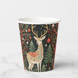 Midnight Forest Christmas Deer Pappbecher