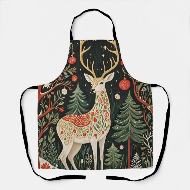 Midnight Forest Christmas Deer Schürze (Vorderseite)