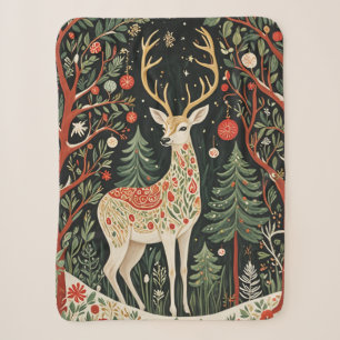 Midnight Forest Christmas Deer Sherpadecke
