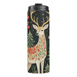 Midnight Forest Christmas Deer Thermosbecher