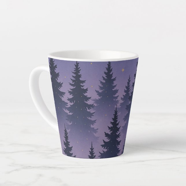 Midnight Forest Under the Stars – Pine Tree Milchtasse (Linke Ecke)