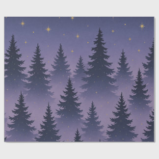 Midnight Forest Wrapping Paper – Starry Night Pine Geschenkpapier