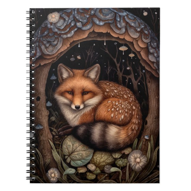 Midnight Fox Spiral Foto Notebook Notizblock (Vorderseite)