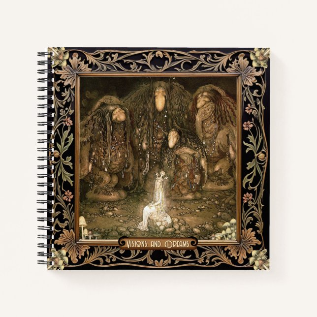 Midnight Garden Black Mycology John Bauer Square Notizbuch (Vorderseite)