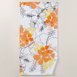 Midnight Garden Hawaiian Hibiskus Floral Papaya Strandtuch