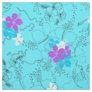 Midnight Garden Hawaiian Hibiskus Floral Stoff