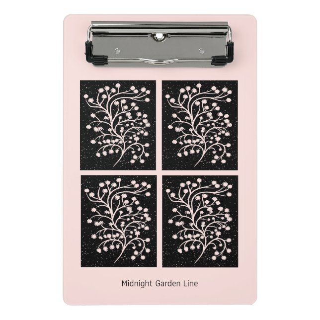 Midnight Garden Line Soft Pink Mini Klemmbrett (Vorderseite)
